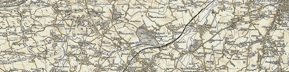 Old map of Nynehead in 1898-1900