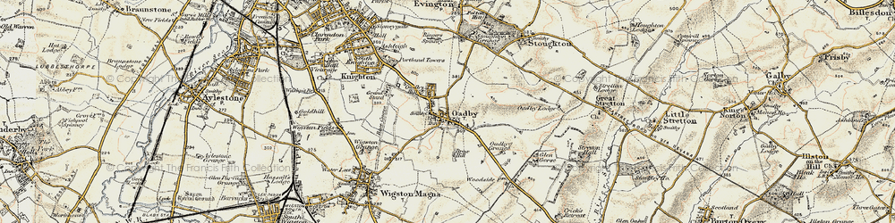 Old map of Oadby in 1901-1903