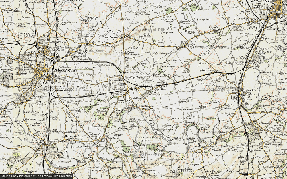 Old Map of Historic Map covering Durham Tees Valley Airport in 1903-1904