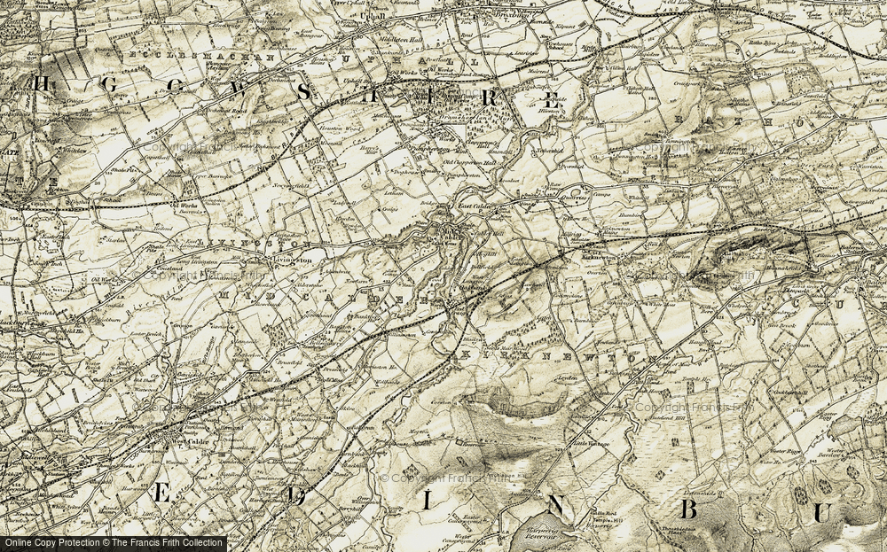 Old Map of Historic Map covering Blackraw in 1904