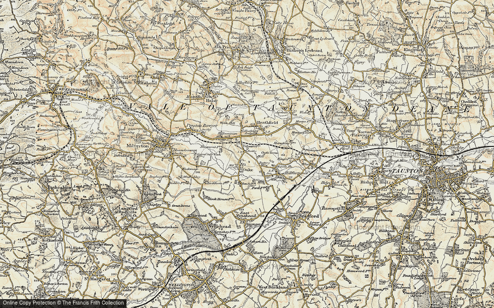 Old Map of Oake, 1898-1900 in 1898-1900