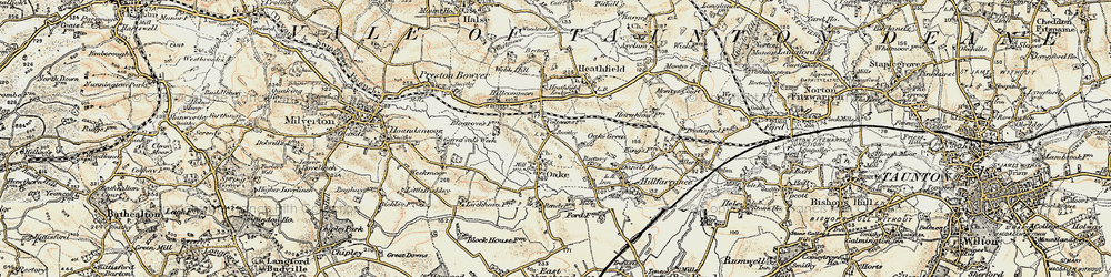 Old map of Oake in 1898-1900