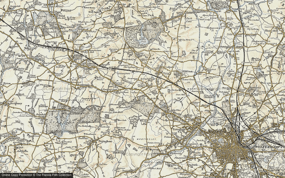 Old Map of Oaken, 1902 in 1902