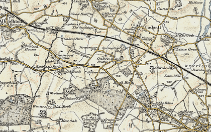Old map of Oaken in 1902