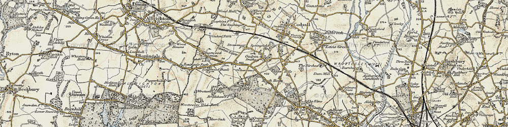 Old map of Oaken in 1902