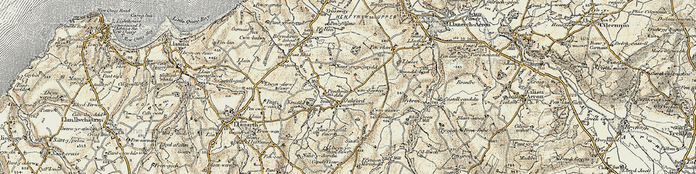 Old map of Oakford in 1901-1903