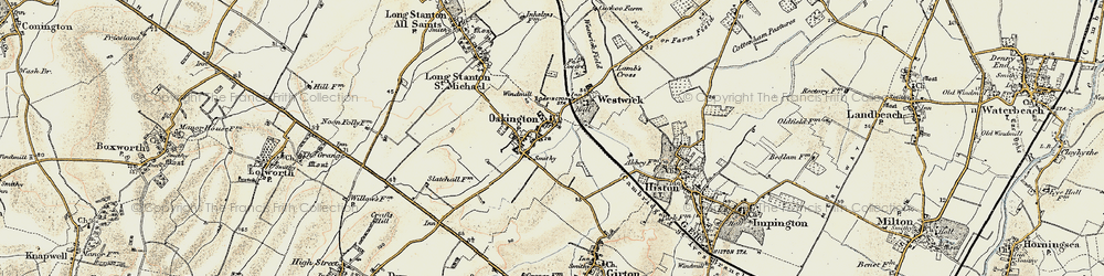 Old map of Oakington in 1899-1901