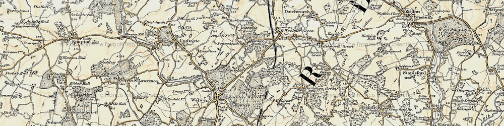 Old map of Oaklands in 1898-1899