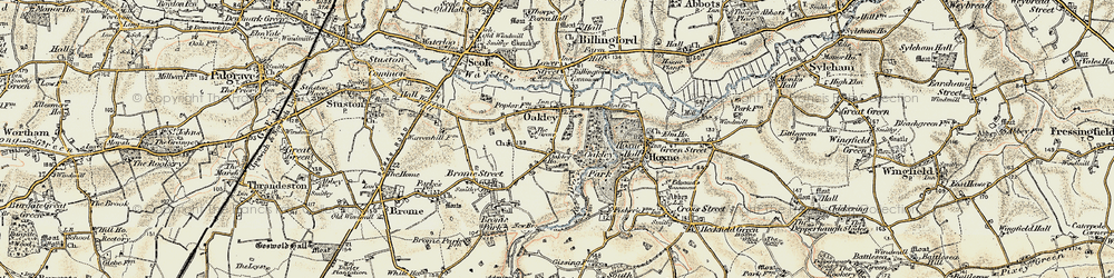 Old map of Oakley in 1901-1902