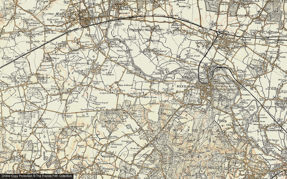 Old Map of Historic Map covering Braywood Ho in 1897-1909