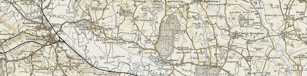 Old map of Oaks Green in 1902
