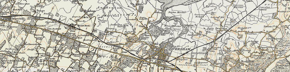 Old map of Oare in 1897-1898