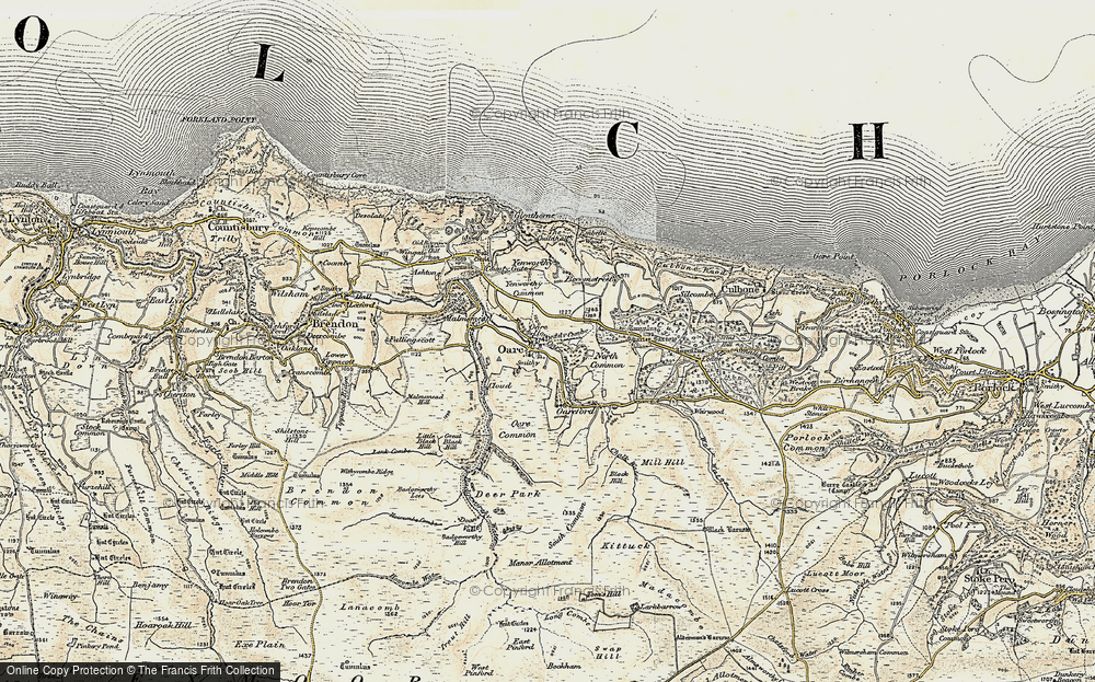 Old Map of Historic Map covering Yenworthy Common in 1900