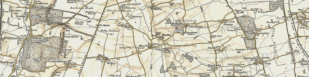 Old map of Oasby in 1902-1903