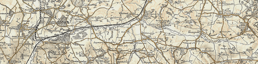 Old map of Oathill in 1898-1899
