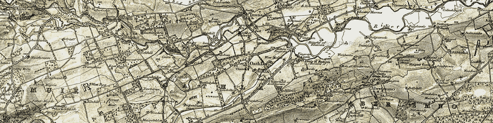 Old map of Battledykes in 1907-1908