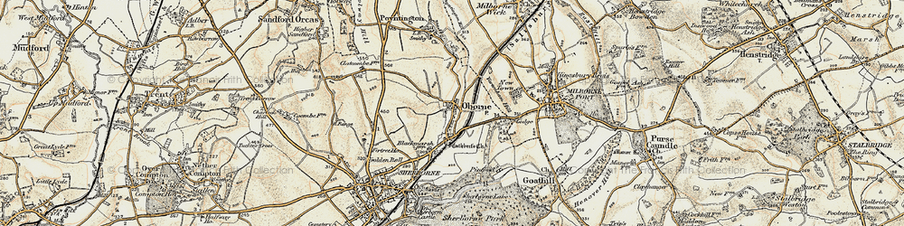 Old map of Oborne in 1899