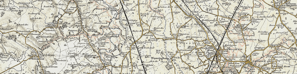 Old map of Occlestone Green in 1902-1903