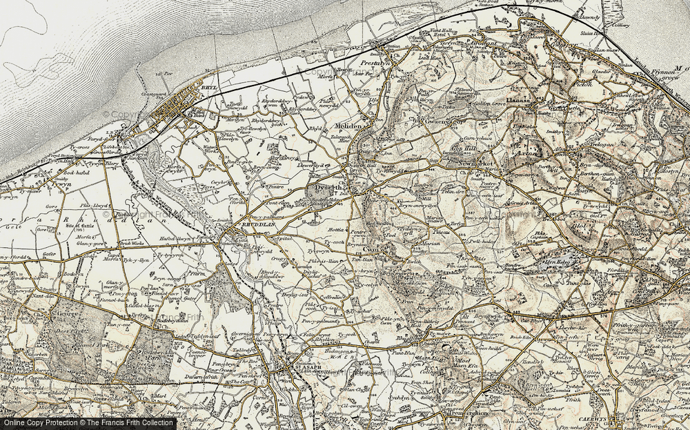 Old Map of Historic Map covering Bryn Cnewyllyn in 1902-1903