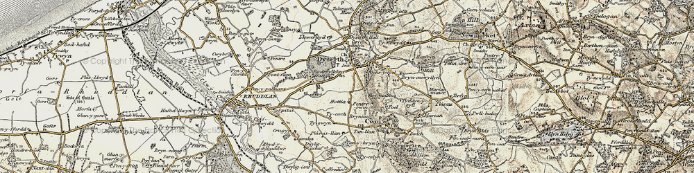 Old map of Bryn Cnewyllyn in 1902-1903