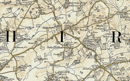 Old map of Ocle Pychard in 1899-1901