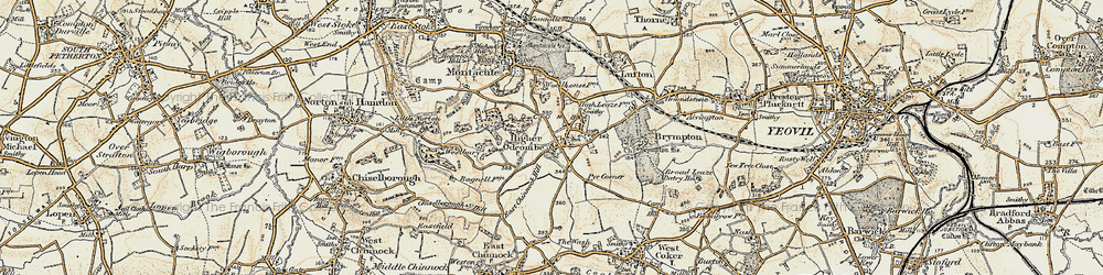 Old map of Odcombe in 1899