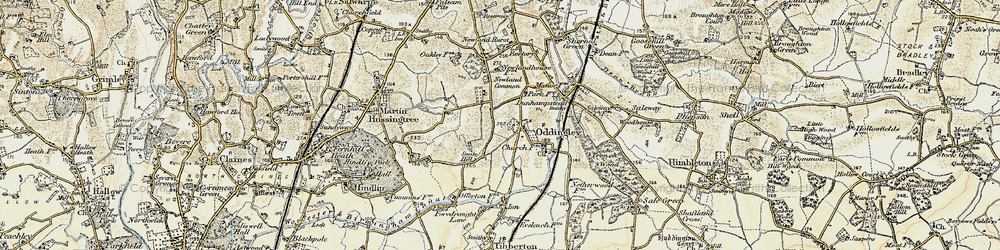 Old map of Oddingley in 1899-1902