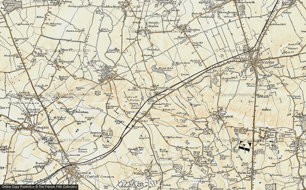 Old Map of Historic Map covering Ashwell & Morden Sta in 1898-1901