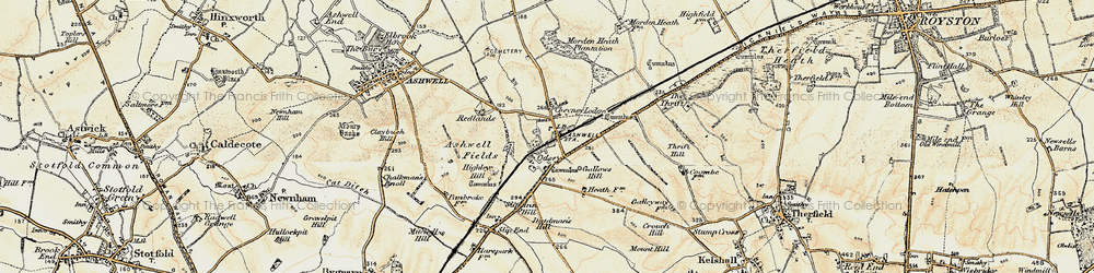 Old map of Ashwell & Morden Sta in 1898-1901