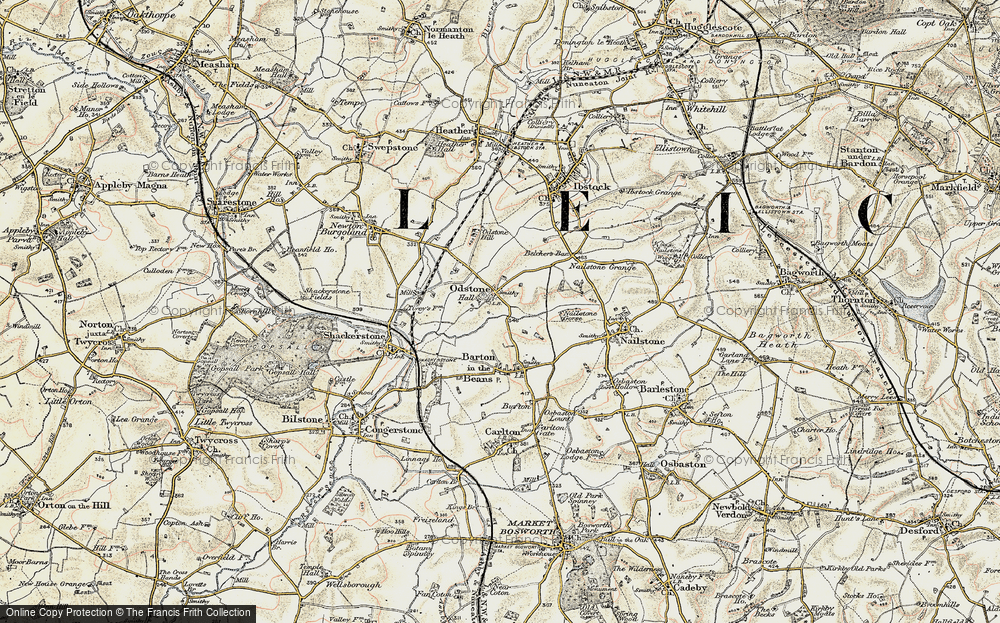 Old Map of Odstone, 1902-1903 in 1902-1903