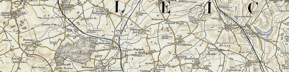 Old map of Odstone in 1902-1903