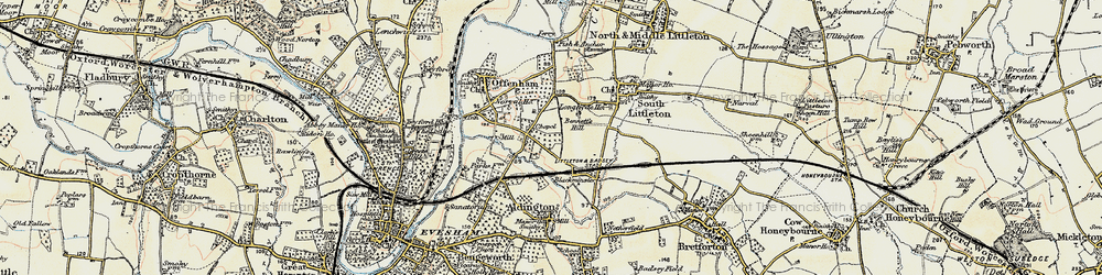 Old map of Offenham Cross in 1899-1901
