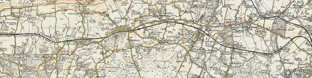 Old map of Offham in 1897-1898
