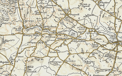 Old map of Offleyhay in 1902