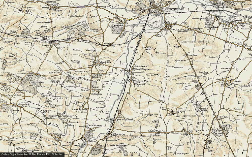Old Map of Offord D'Arcy, 1901 in 1901