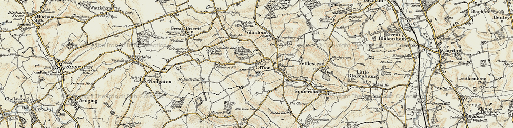 Old map of Offton in 1899-1901