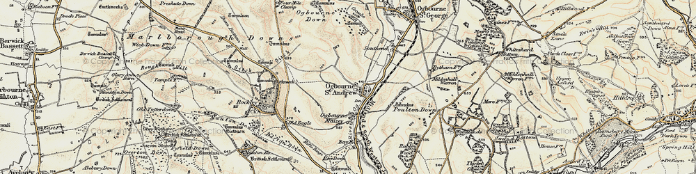 Old map of Ogbourne St Andrew in 1897-1899