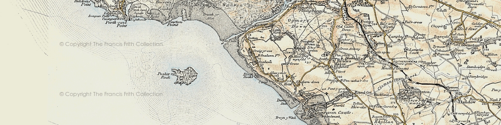 Old map of Ogmore-by-Sea in 1900-1901