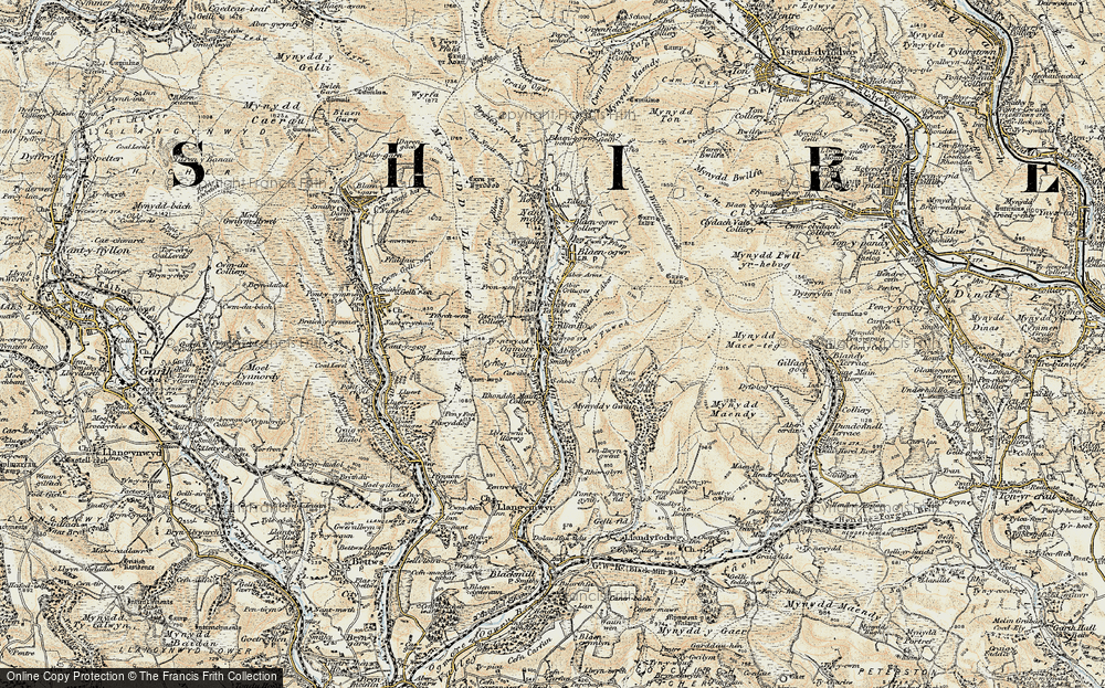 Old Map of Historic Map covering Bryn y Cae in 1899-1900