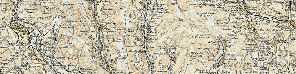 Old map of Ogmore Vale in 1899-1900