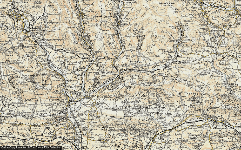 Historic Ordnance Survey Map of Ogmore Valley, 1899-1900