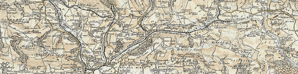 Old map of Ogmore Valley in 1899-1900