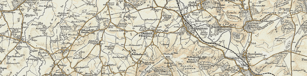 Old map of Okeford Fitzpaine in 1897-1909