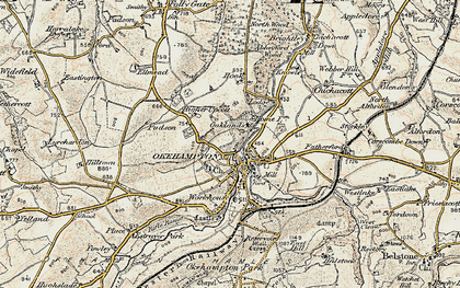 Old map of Okehampton in 1899-1900