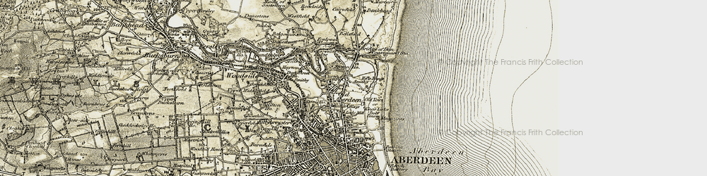 Old map of Old Aberdeen in 1909