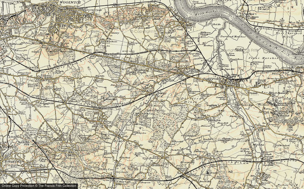 Old Map of Historic Map covering Bexley in 1898