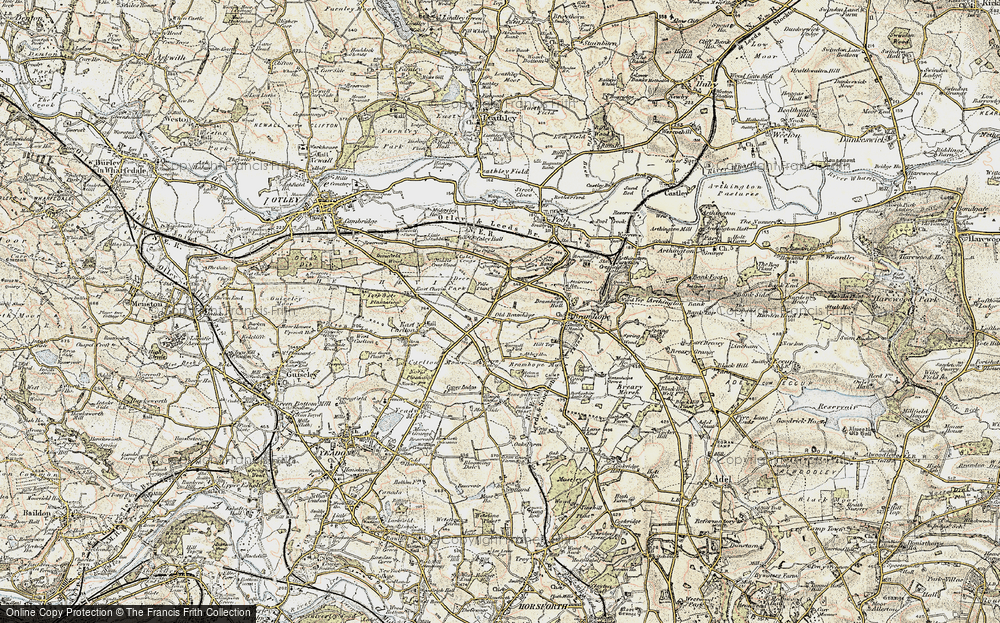 Old Map of Historic Map covering Bramhope Moor in 1903-1904