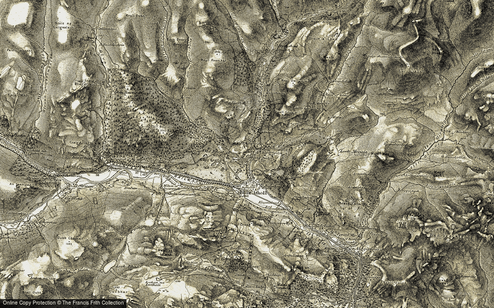 Old Map of Old Bridge of Tilt, 1906-1908 in 1906-1908