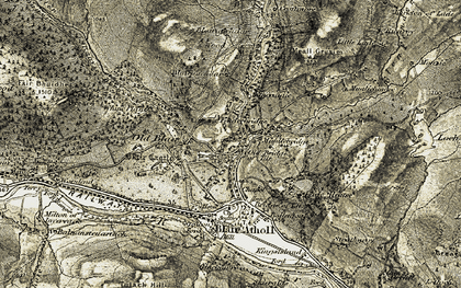 Old map of Old Bridge of Tilt in 1906-1908