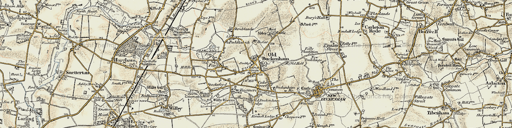 Old map of Old Buckenham in 1901